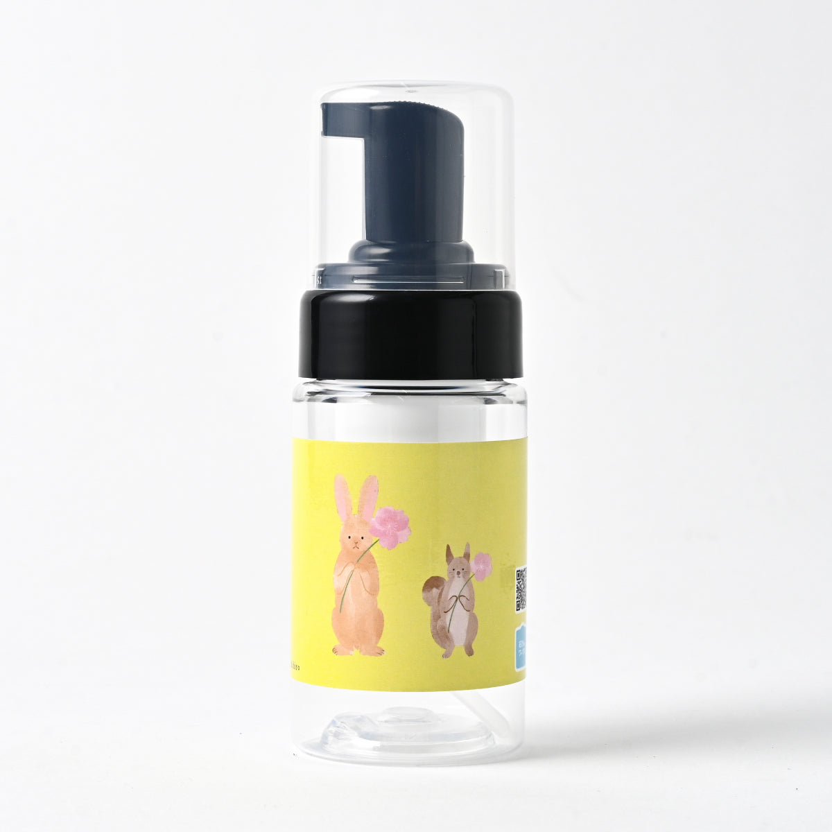 【新製品】透明泡用ポンプ容器１００ｍL キャップ付き 「お花をどうぞ -ライムグリーン（Bｐ１０ｄｐ０２7）」