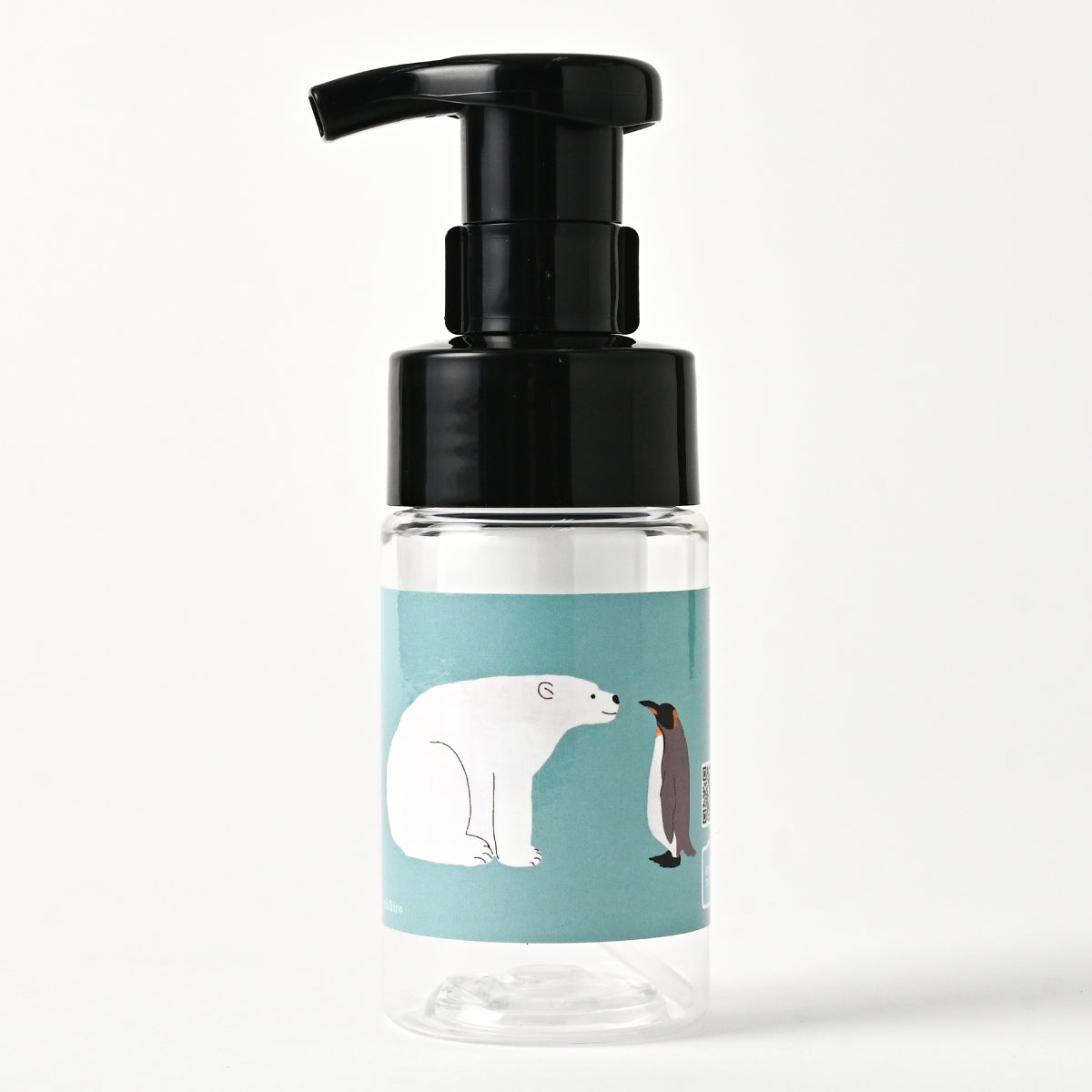 透明泡用ポンプ容器１００ｍL 「シロクマとペンギン - お話中（BｐP１０ｄｐ００９）」