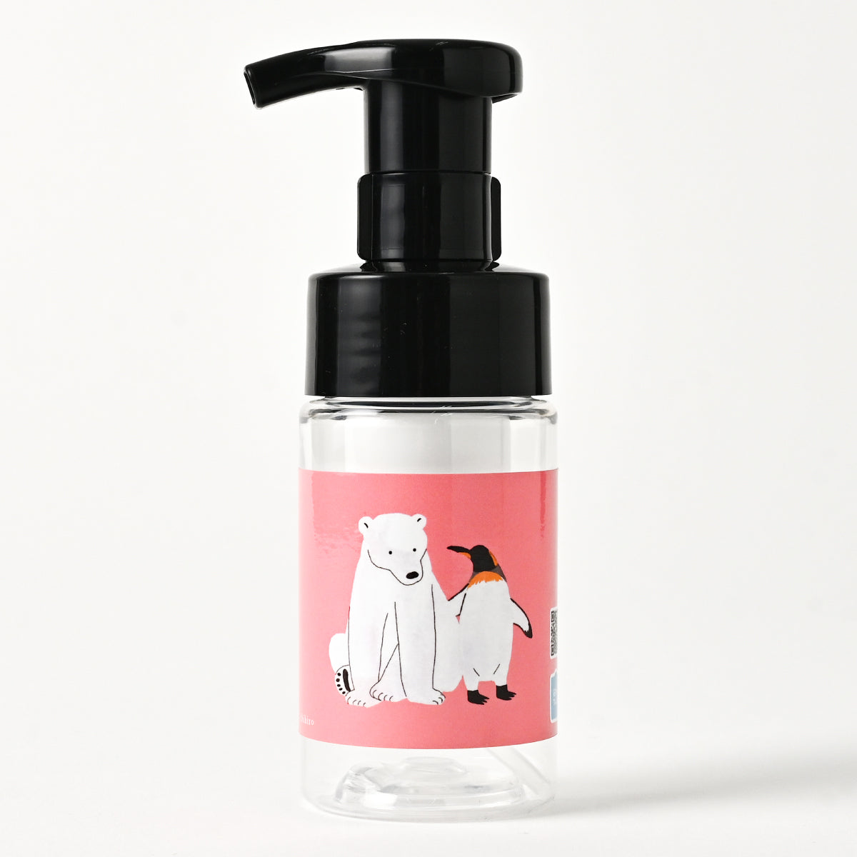 【付替え用 ポンプフォマー付き】泡用ポンプ容器１００ｍL 「シロクマとペンギン - やぁ！（BｐP１０ｄｐ０１１_ ｃｂ)」