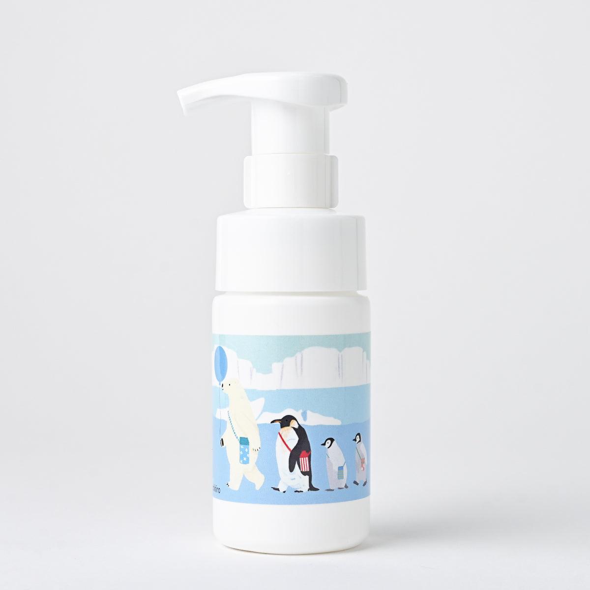【新商品 - お試し価格 】石けんワークス 無添加 水筒洗い用泡石けん８０ｍL　ボトルカラー（アイス/てくてく- 氷の世界の動物たち）