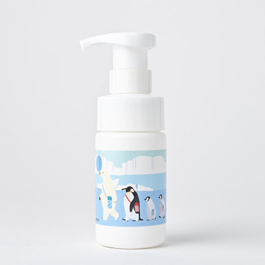【新商品 - お試し価格 】石けんワークス 無添加 水筒洗い用泡石けん８０ｍL　ボトルカラー（アイス/てくてく- 氷の世界の動物たち）